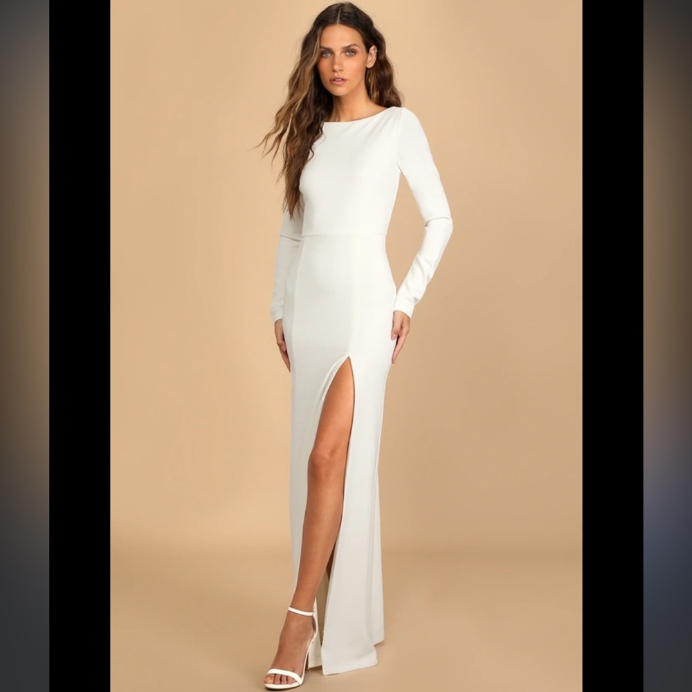 Lulus Romantic Moments White Lace Long Sleeve Maxi Dress